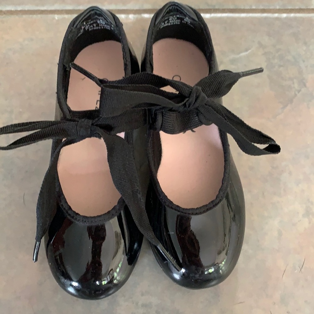 Capezio black satin tap shoes